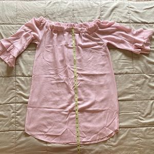 New Quiz pink medium off the shoulder 3/4 ruffled sleeve long top
